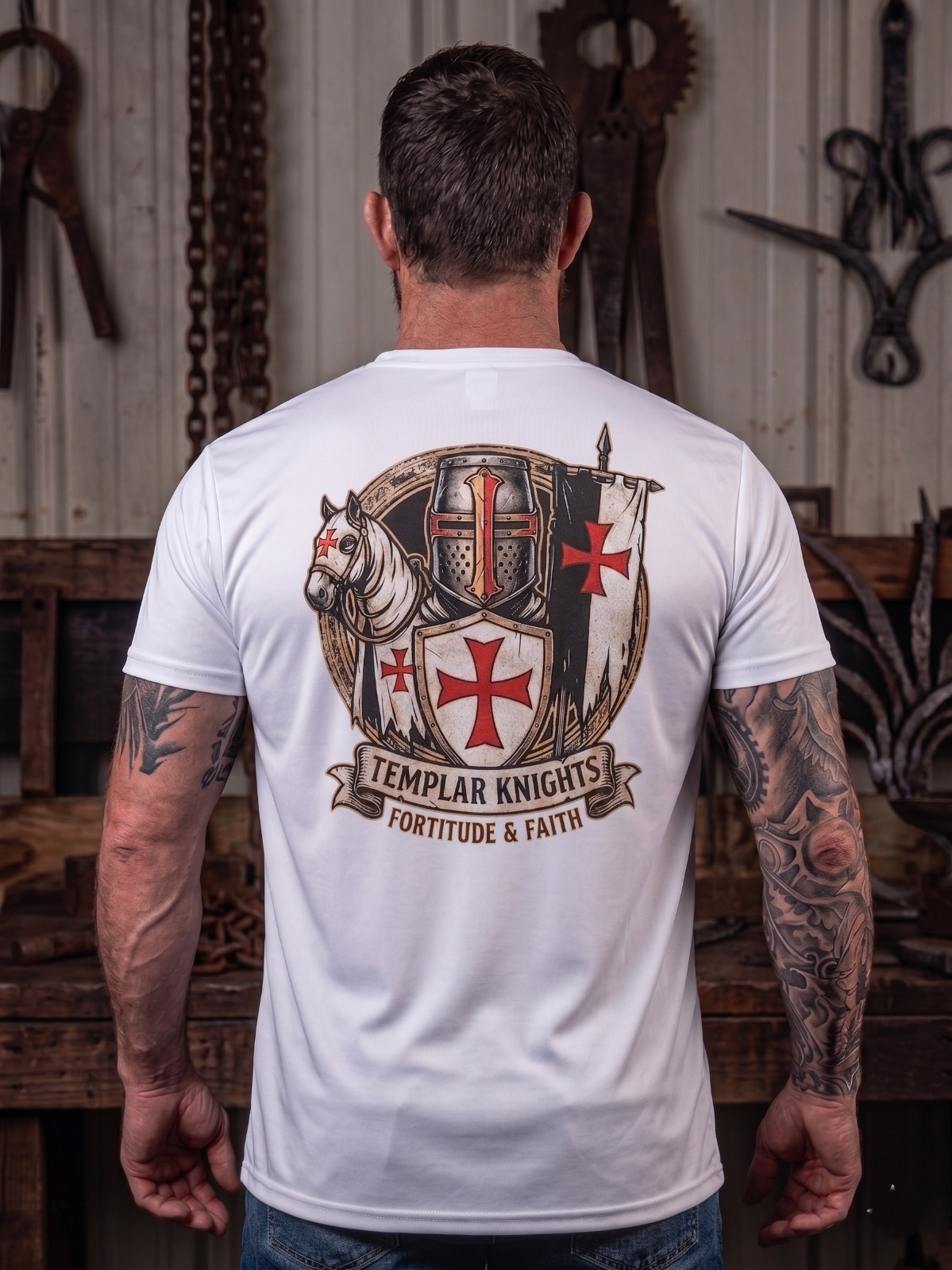Knights Crusader Cross T-Shirt Deus Vult Soft Polyester Spandex Templar Tee gallery