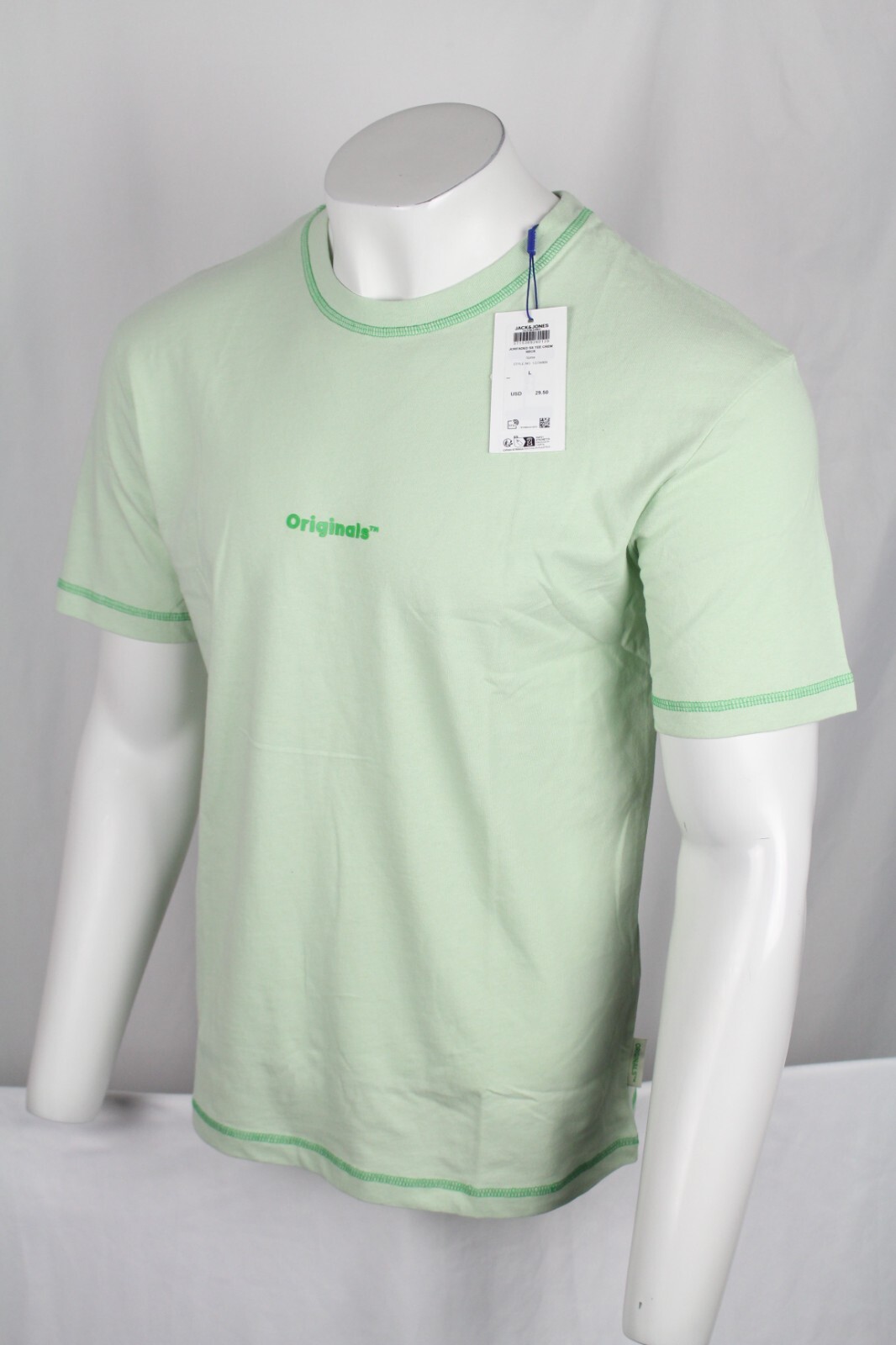 Jack & Jones Originals Men’s T Shirt Jorfaded Short Sleeve Crew Neck Spray Green