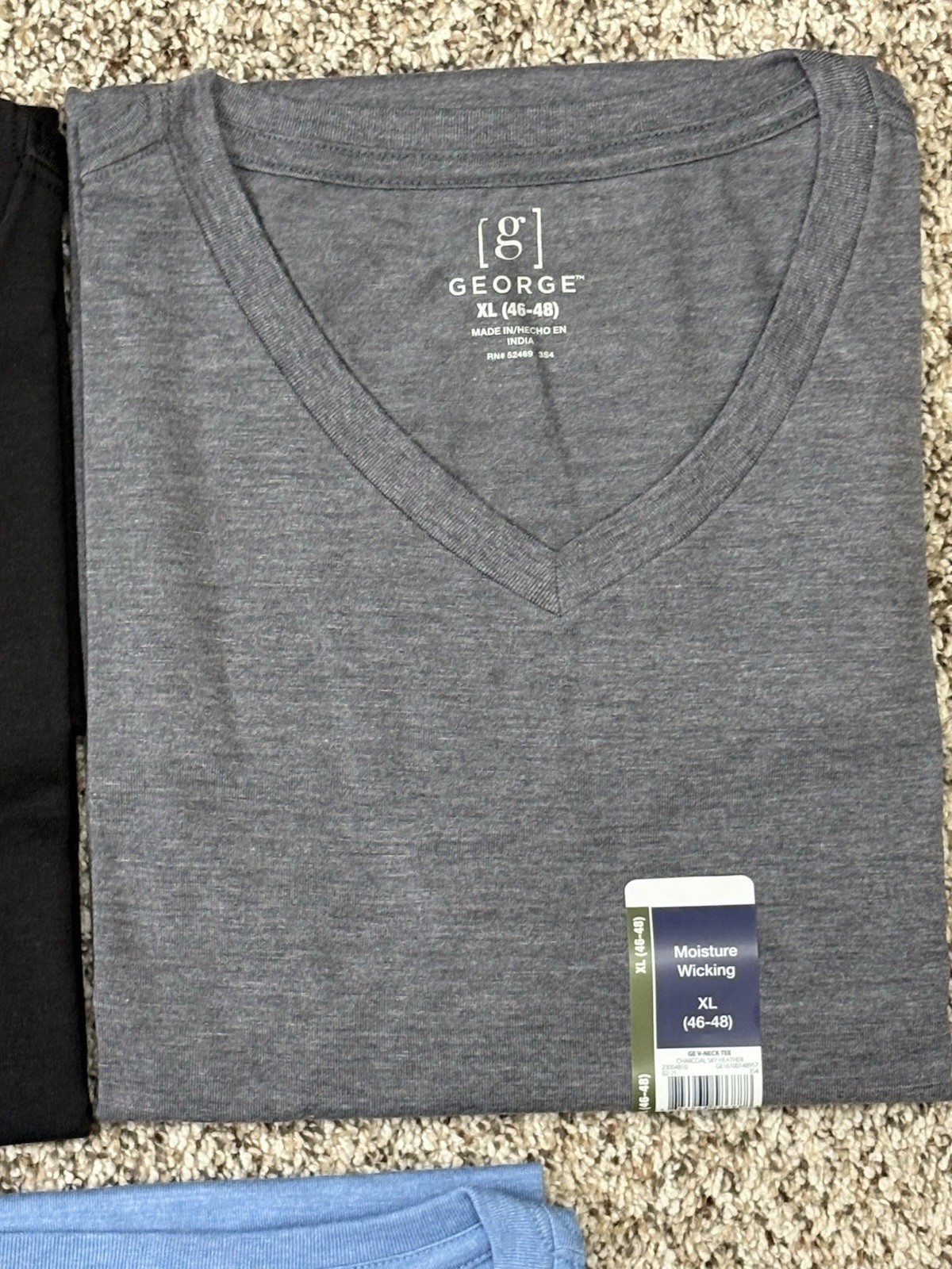 New George 3-PACK Men’s V-Neck T-shirt Tee Moisture Wicking Size 46-48 XL (G7) gallery