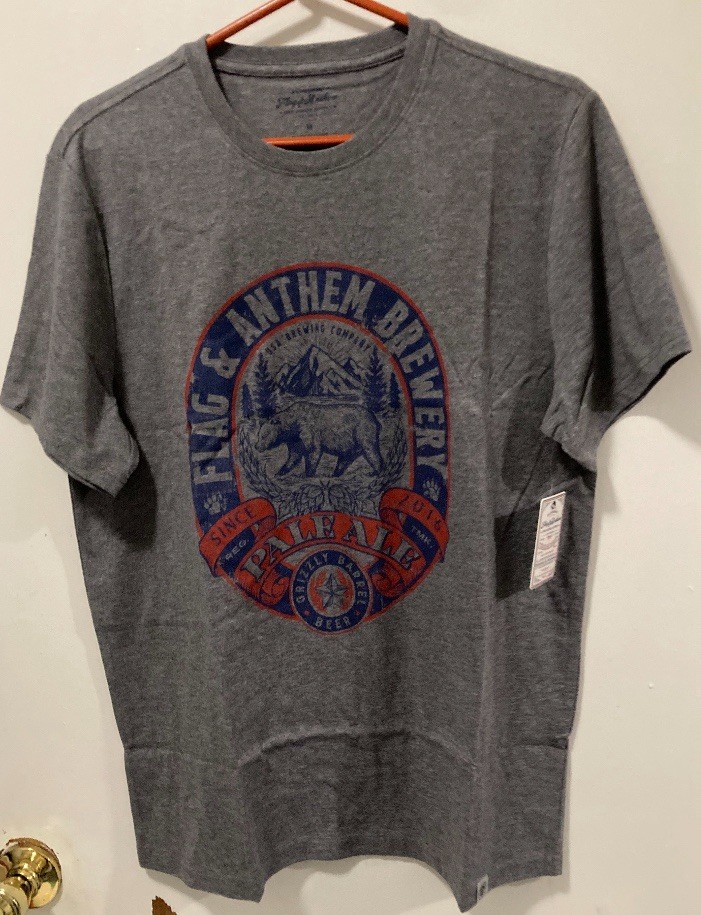 Flag & Anthem Men’s Short Sleeve Crew Neck Gray Graphic T-Shirt Medium NWT