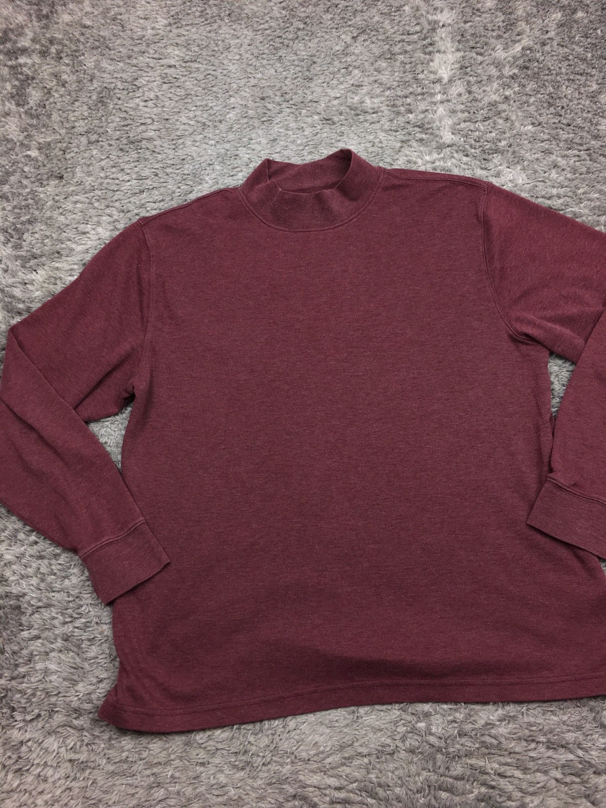 St Johns Bay Mock Neck Shirt Mens Size Large Red Cotton Blend gallery
