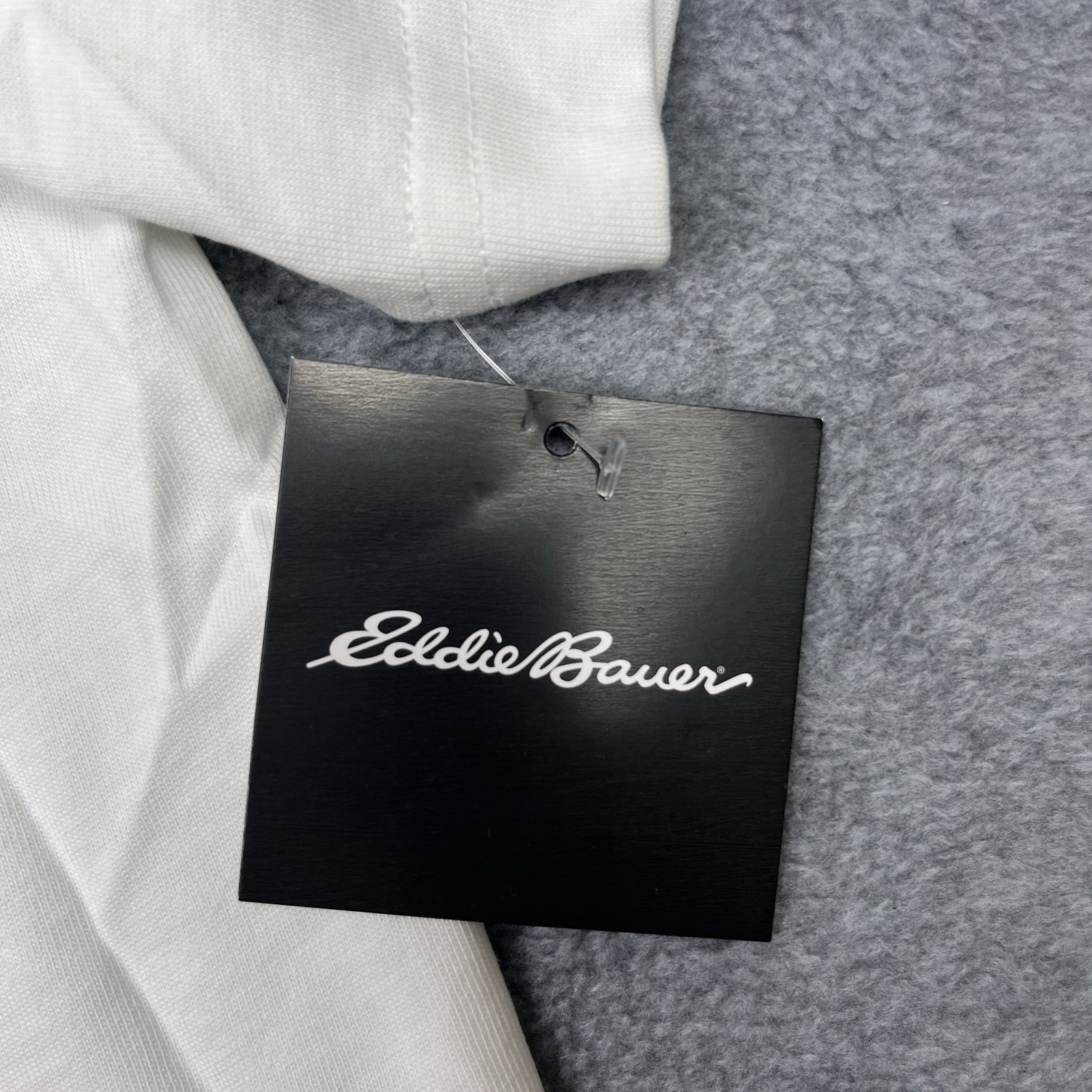 NWT Eddie Bauer Men's Large T-Shirt Pocket White Crewneck Short Sleeve gallery