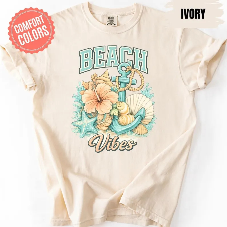 Beach Vibes Summer Ocean Coastal Vacation Relax Gift Comfort Tee