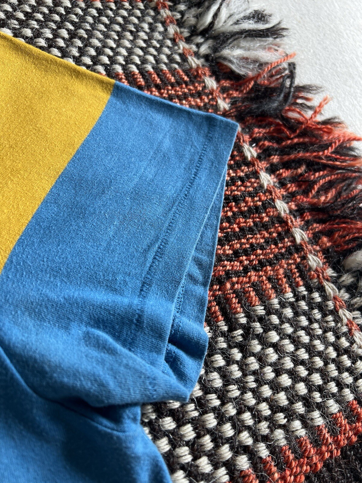 LVC T-Shirt M 50s Single Stitch Levi’s 2015 Wide Stripe Pocket Rare Blue Yellow gallery