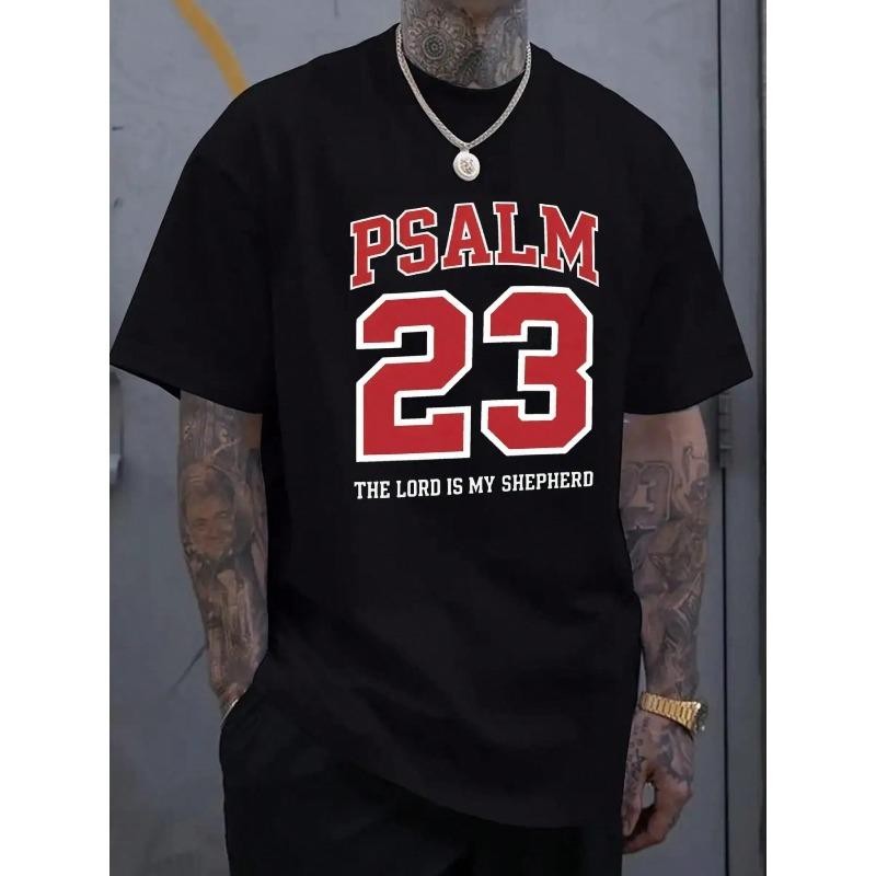 Psalm 23 Men's Christian Pattern The Lord Is My Shepherd Bible Verse T-Shirt gallery