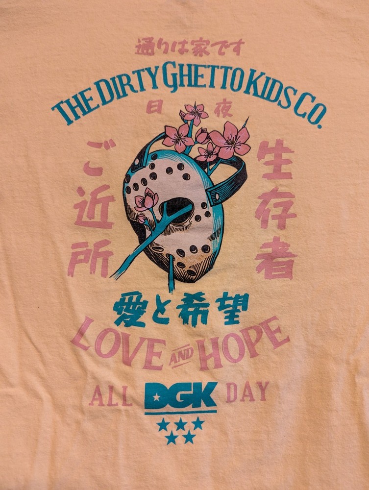 DGK Skate & Clothing Dirty Ghetto Kids Co. Love and Hope Large Yellow Tee-Shirt
