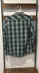 Western Plaid Snap Button Up long sleeve Shirt BKE Buckle Mens Standard Fit Sz L