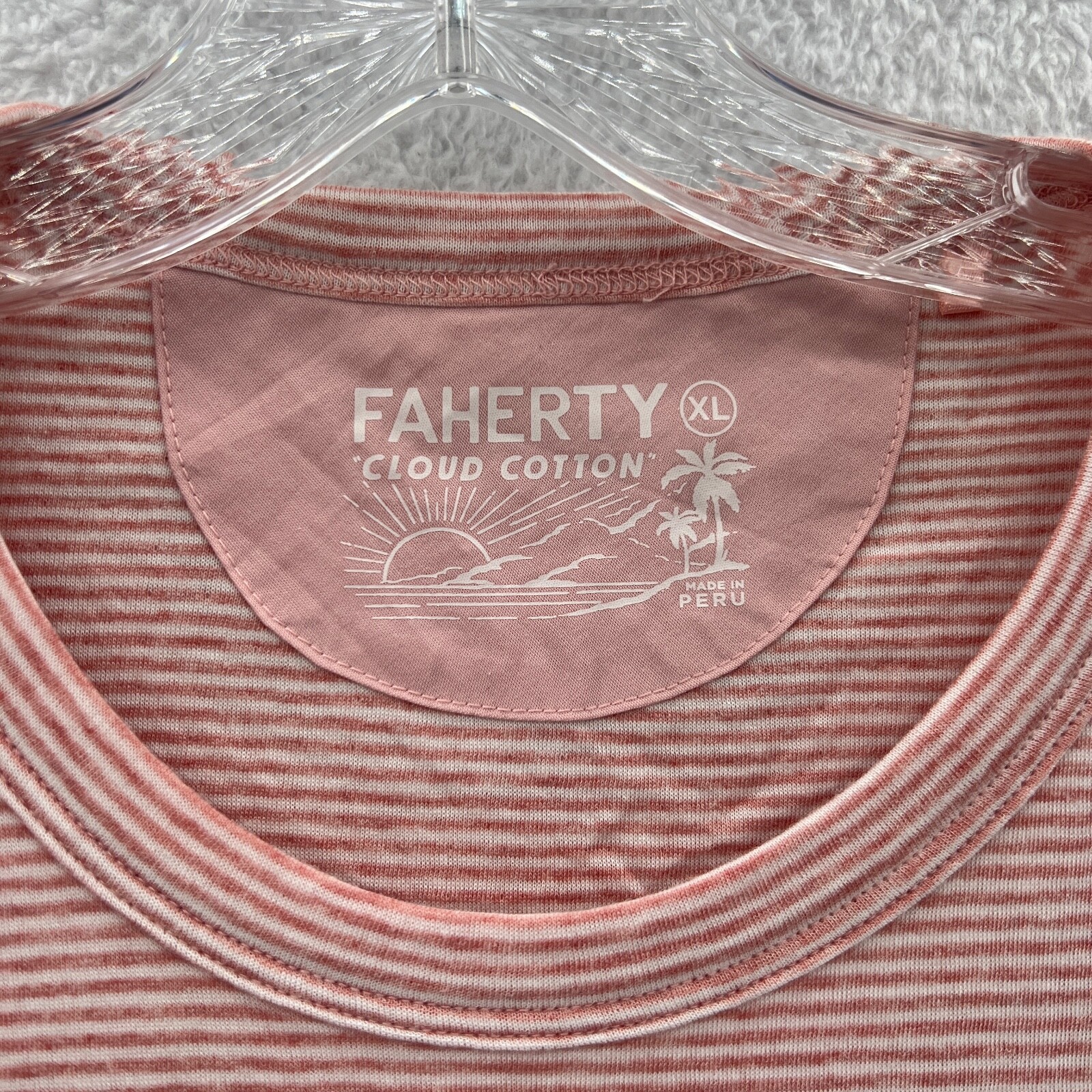 Faherty Striped Shirt Mens XL Orange Cloud Cotton Soft Short Sleeve Tee *B4 New gallery