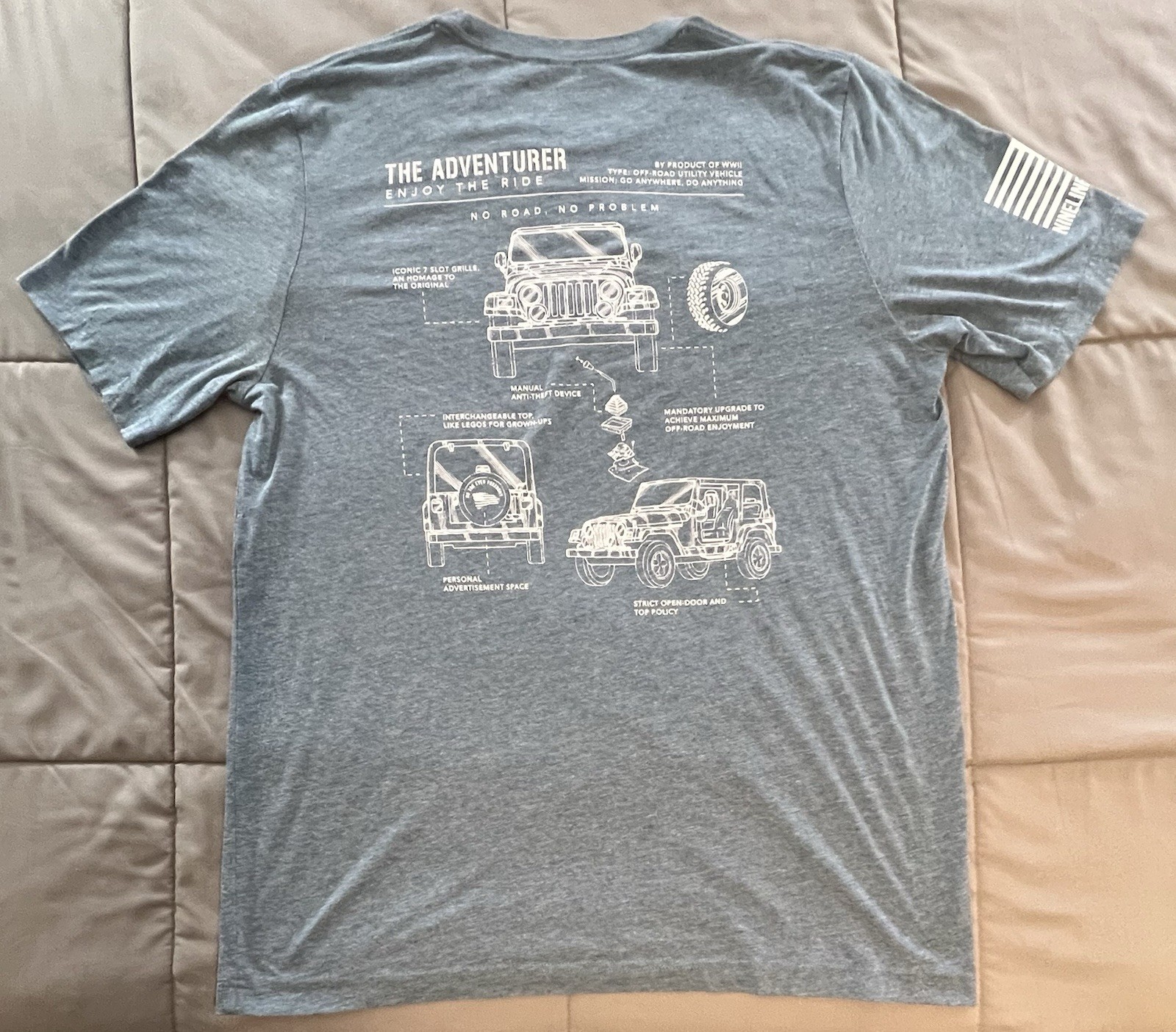 Men's Nine Line T Shirt Large The Adventurer No Road No Problem No Tag Lt Blue gallery
