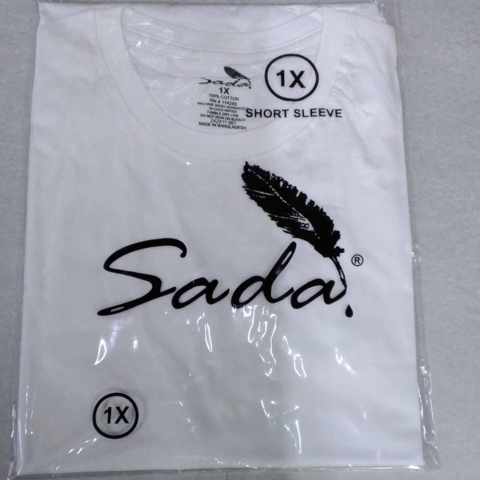 Sada Men's White 1X Cotton Knit Crew Neck Short Sleeve T-Shirt gallery