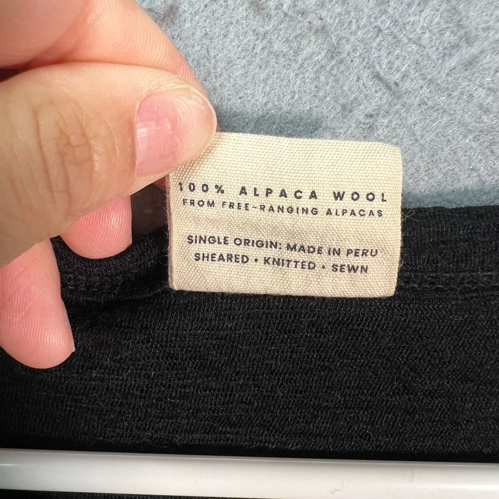Arms Of Andes Black Alpaca Wool Pocket T-Shirt Size Medium Made In Peru gallery