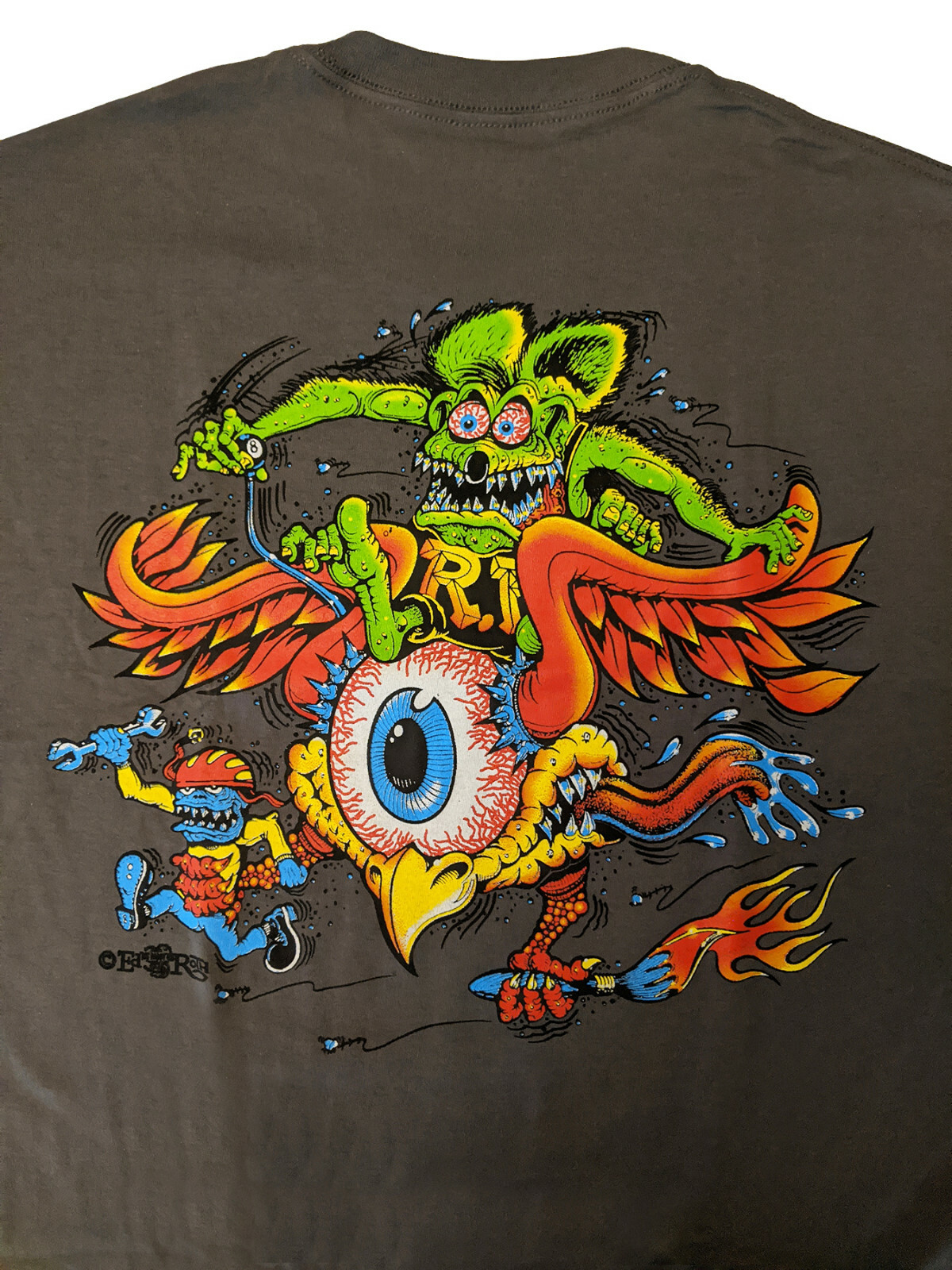 Men's Ed Big Daddy Roth Rat Fink Flying Eye Hot Rod Gray Cotton T-Shirt M-3XL gallery