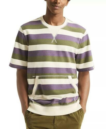 Nautica Crewneck Shirt Grape Size 2XL Mens Striped Kangaroo Pocket Classic Fit