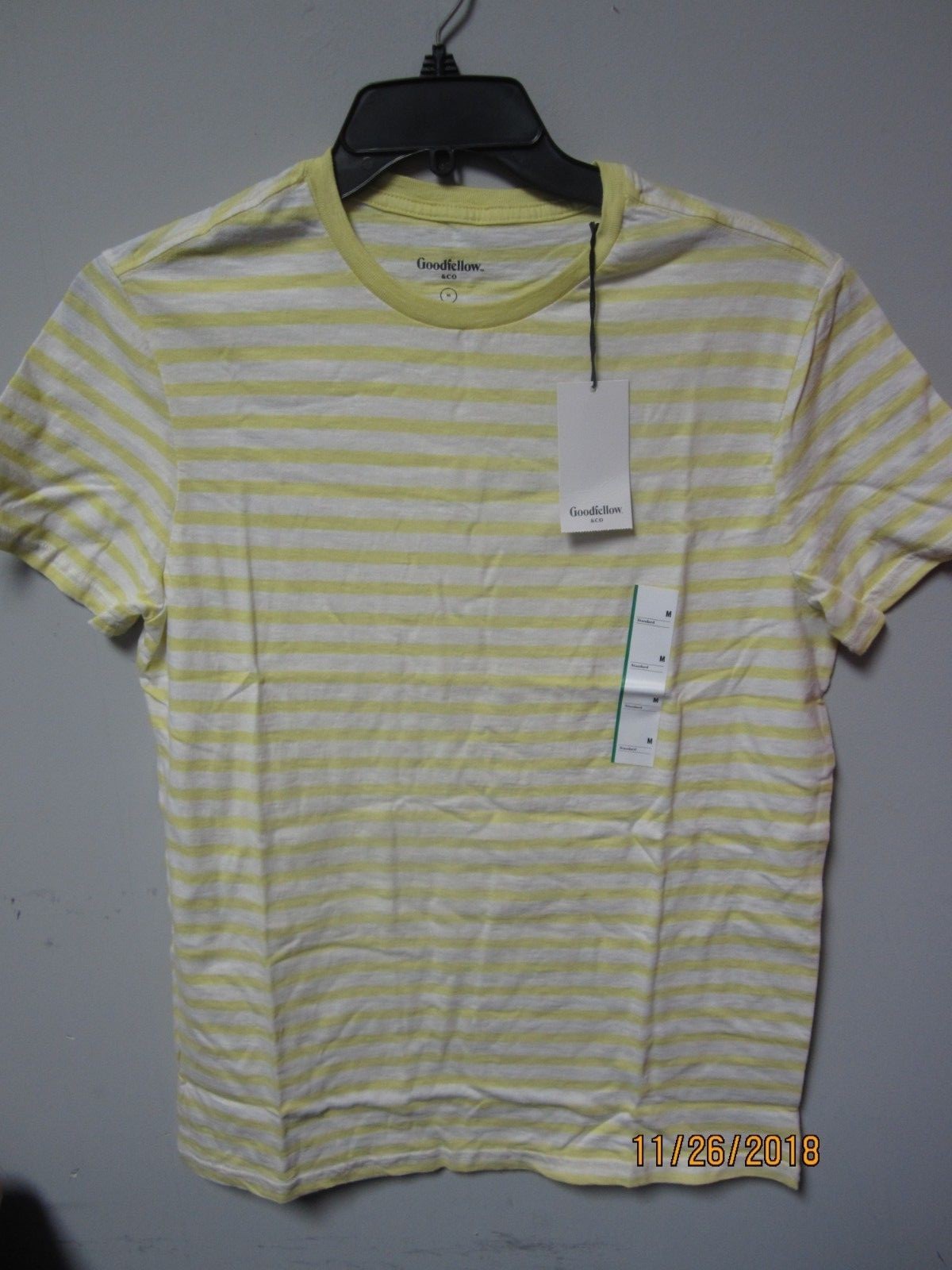 GoodFellow & Co Men's Striped Silent Lime Crew Neck Standard Fit T-Shirt Size M gallery