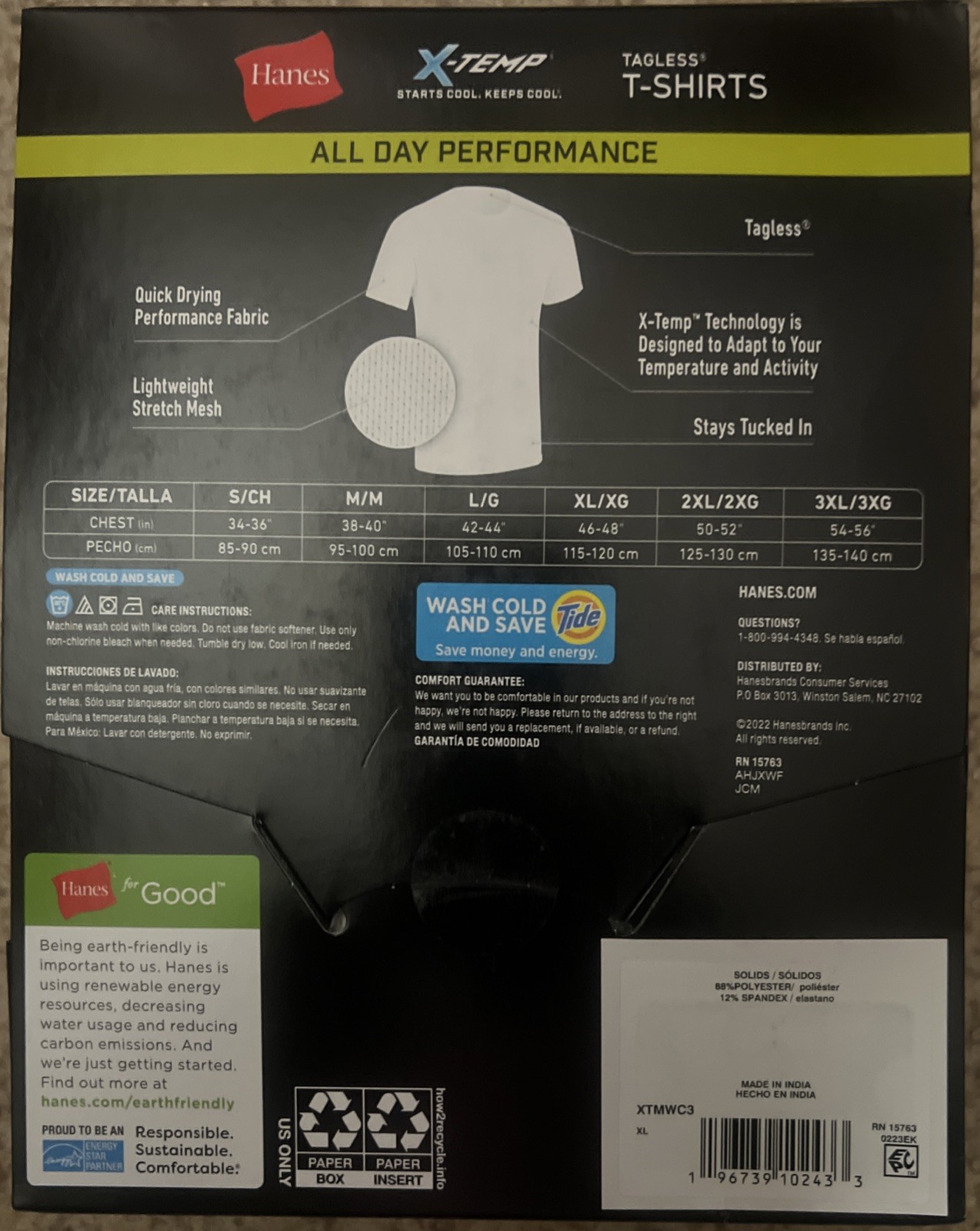 XL Hanes Men 3 Pack Tagless X-Temp All day Performance White T-Shirts New gallery
