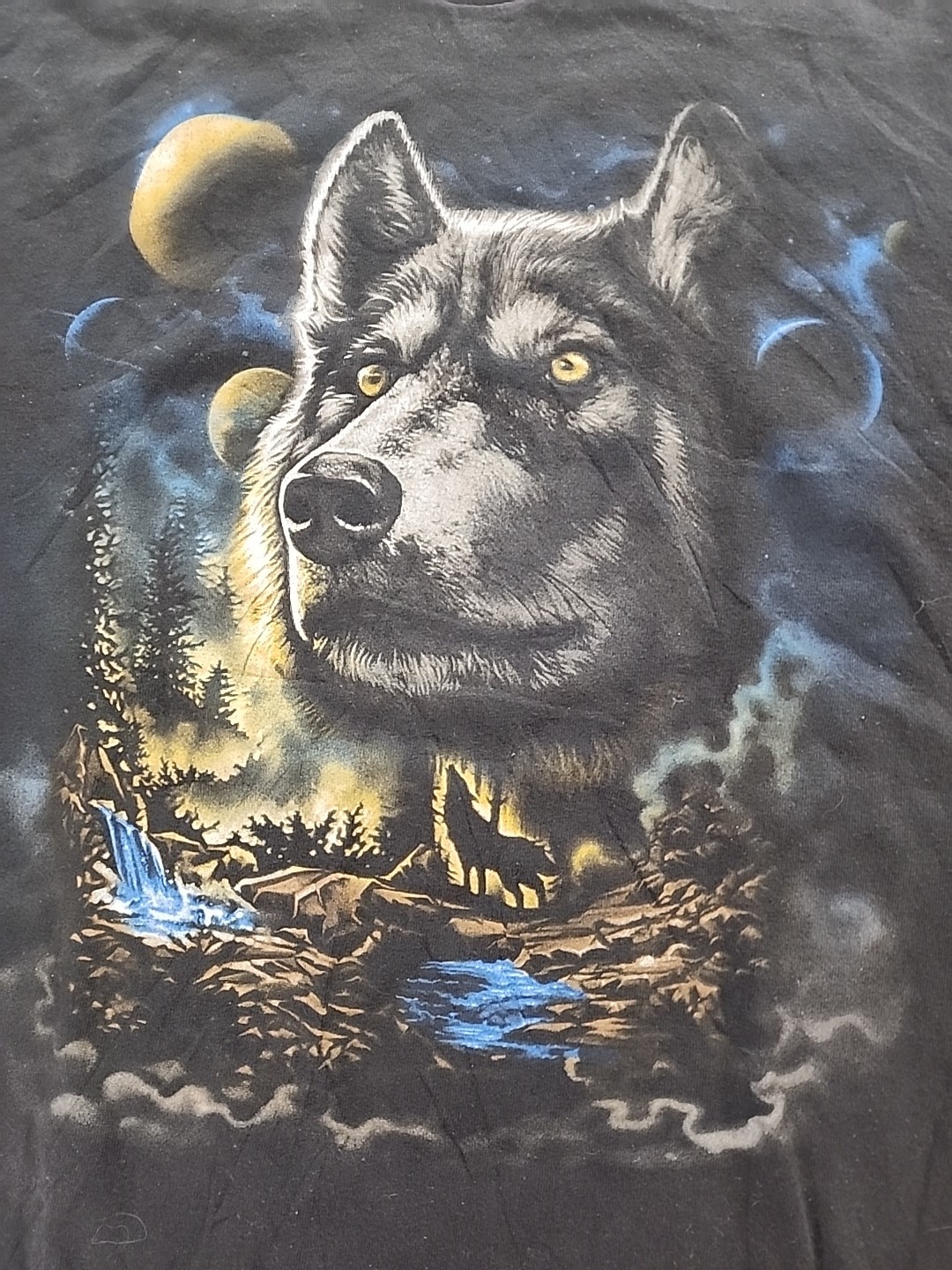 Black Wolf Graphic NatureT Shirt Sz Lg Mens Easy Care 100% Cotton Short Sleeve gallery