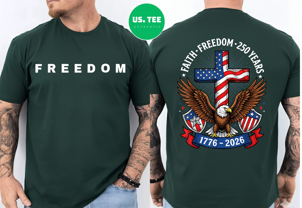250th Anniversary USA Faith Freedom 4th of July Patriotic Two Sided T-Shirt gallery
