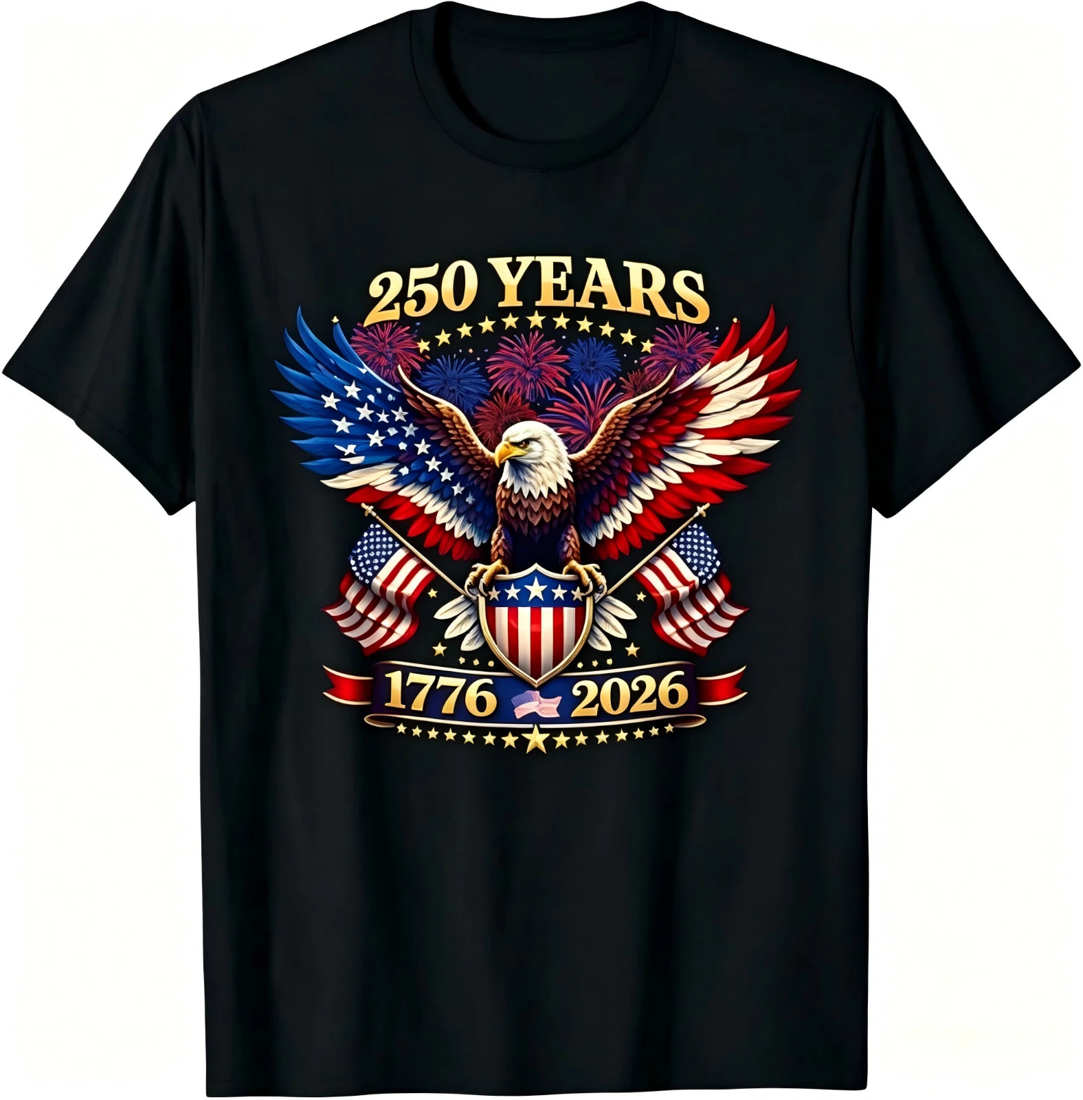 250th Independence Day 4th Of July Graphic Multicolor Short Sleeves T Shirt