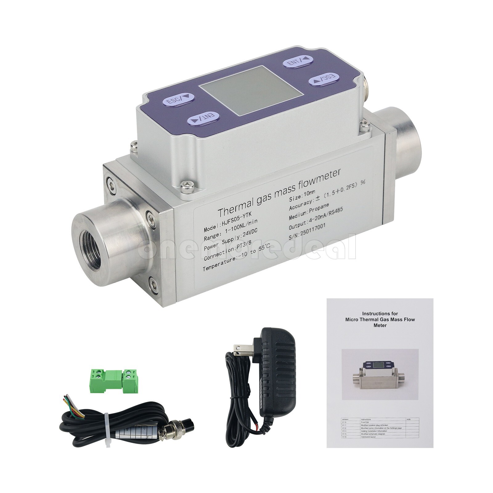 0-200L/m 0-500L/m 0-100L/m Gas Flow Meter MEMS Thermal Gas Flow Meter with RS485