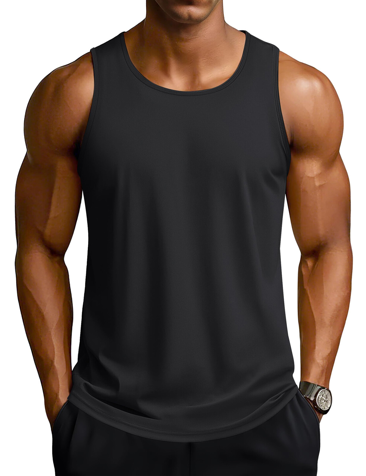 Men's Workout Tank Tops Gym Sleeveless UPF 50+ Summer Sun Shirts Quick Dry Tops gallery