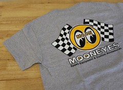 Men’s Mooneyes Checkered Flag Moon Logo Gray T-Shirt Cotton TM426SG