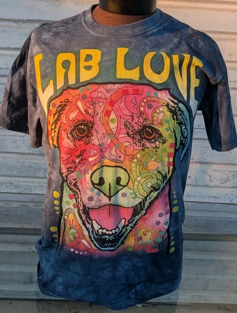 Lab Love The Mountain 2015 T-Shirt Mens L Blue Tie Dye Dog Vintage Y2K Tee gallery