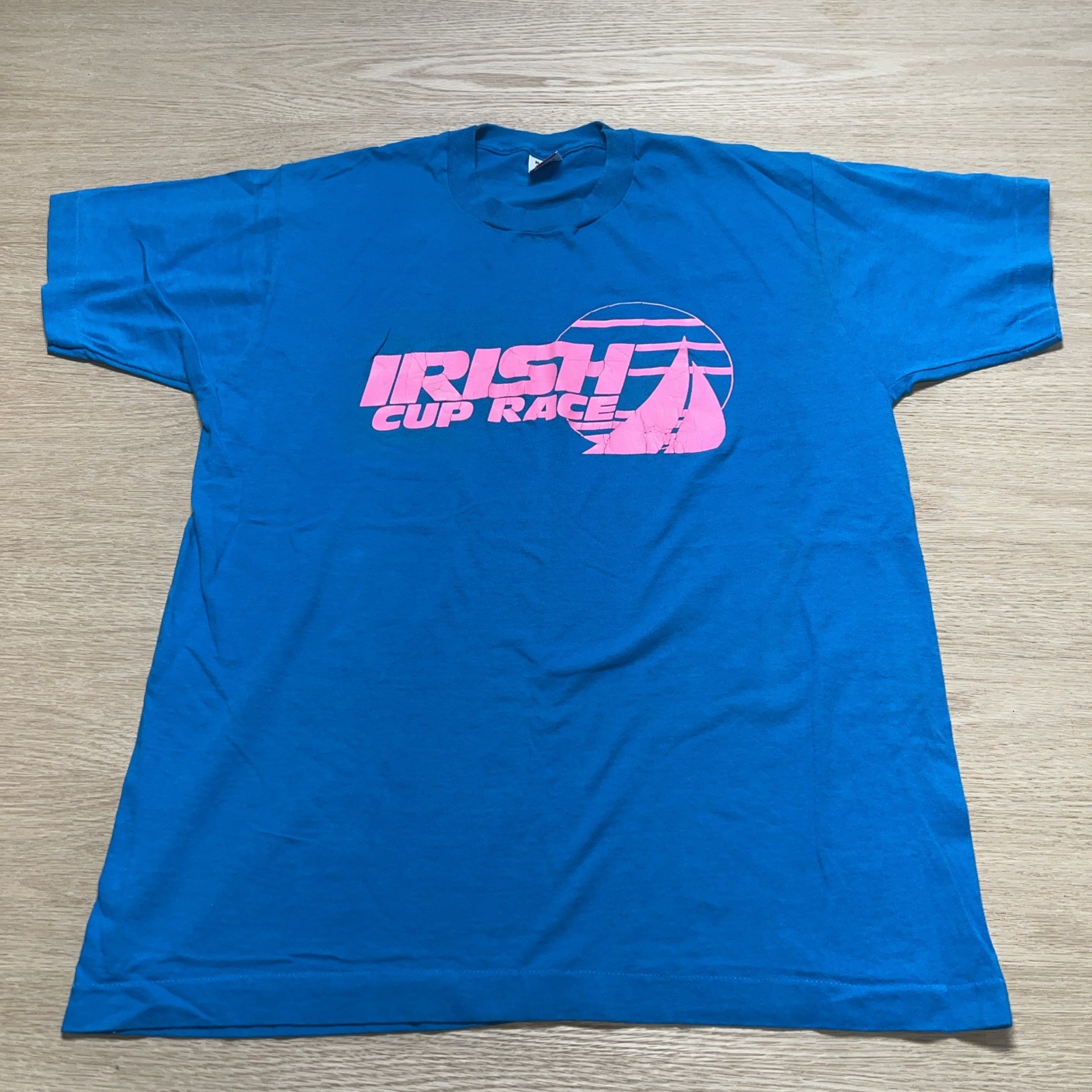 Vtg Fruit of the Loom Mens T-Shirt XL Irish Cup Race USA Single Stitch 90s Beach