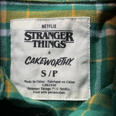 Cakeworthy Stranger Things Flannel Shirt Mens SMALL Hawkins High School Tigers