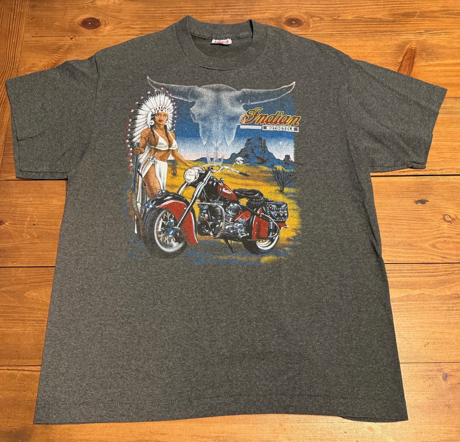 Vintage TeeJays Hef-T Indian Motorcycle Single Stitch T-Shirt Men's XL gallery