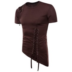 Summer Men’s Slim Fit Irregular Asymmetric Short Sleeved Summer T-shirts Korean