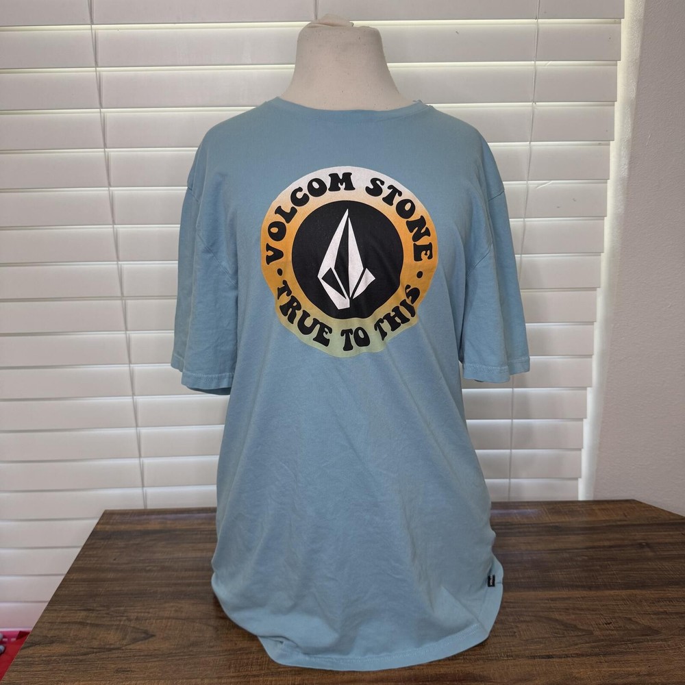 Volcom Stone True To This Blue Graphic T-Shirt Size Large