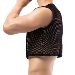 Men’s Undershirts Fishnet Hollow Out Crop Tops Sport Sleeveless T-Shirts Vest XL