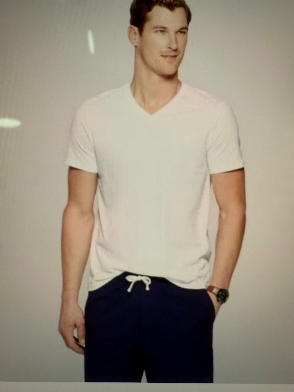 2 ~ Men's Sz L White Every Wear Short Sleeve V-Neck T-Shirt - Goodfellow & Co gallery
