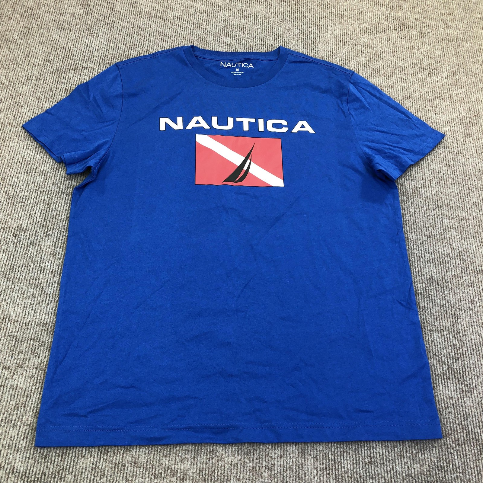 Nautica Shirt Mens Medium Blue Dive Flag Sailboat Graphic Cotton Tee Logo gallery