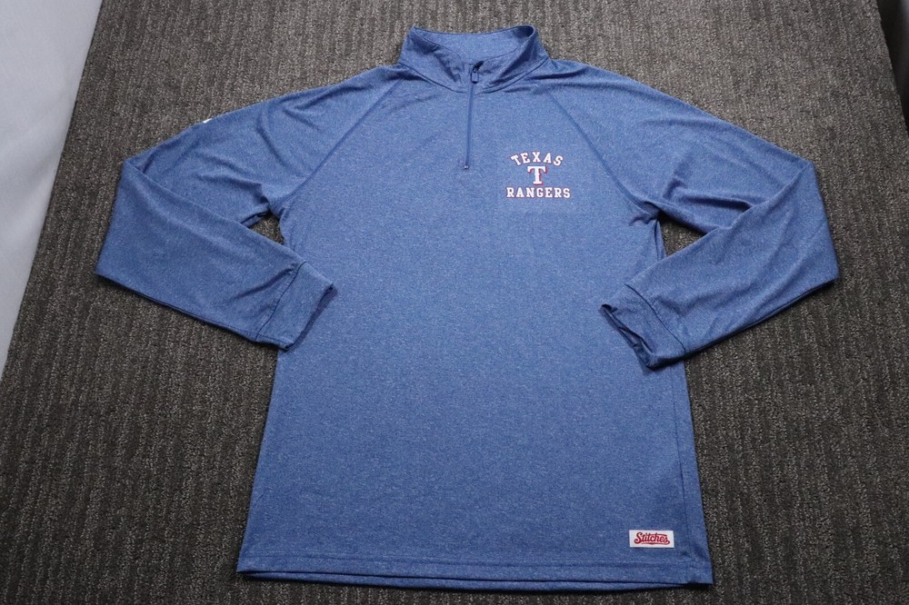 Stitches Texas Rangers MLB Baseball 1/4 Zip Lightweight T-Shirt Sports Men’s M