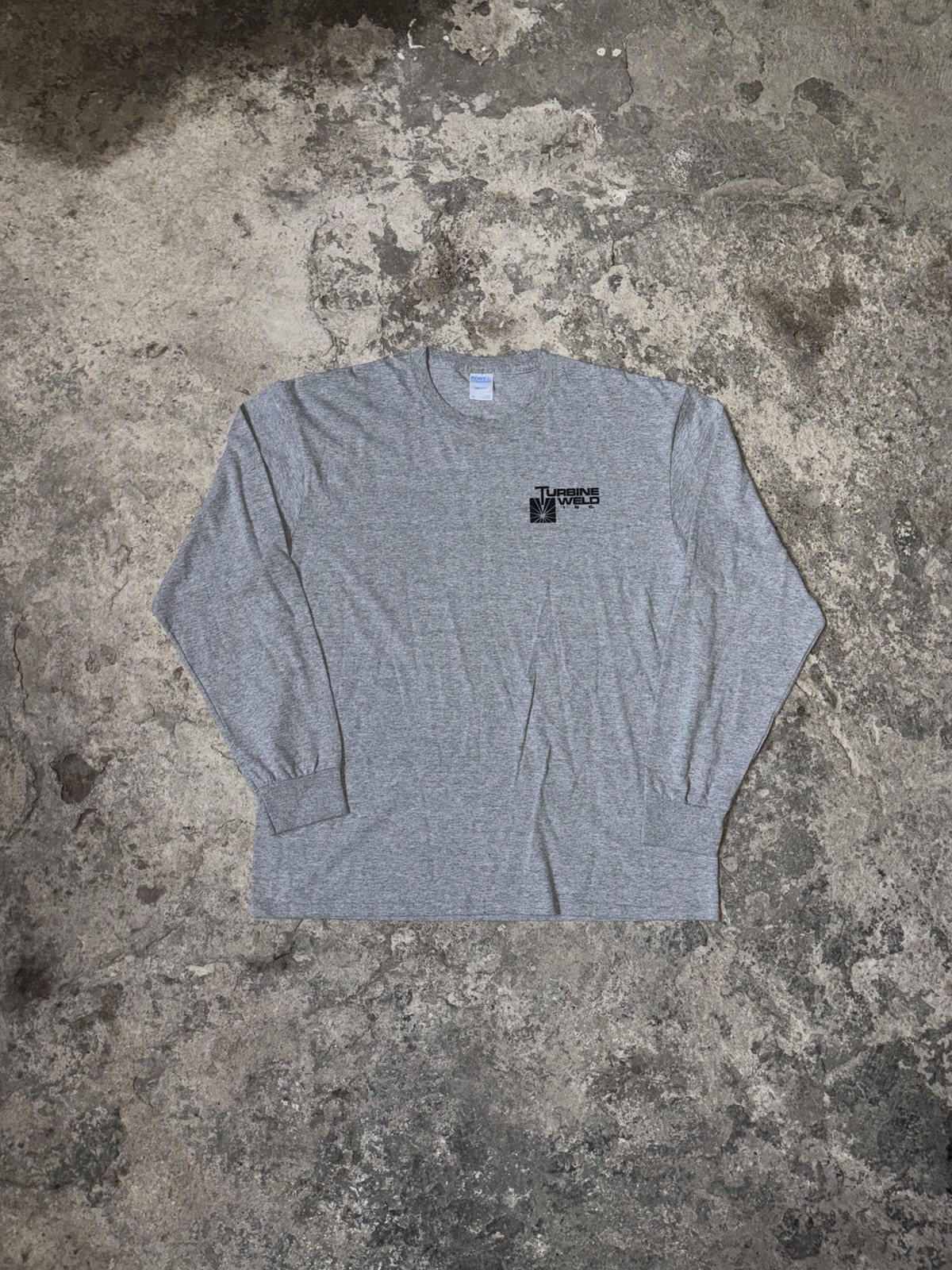 Vintage 2000s Port & Company Turbine Weld Inc. Grey L/S T-Shirt. SIZE XL