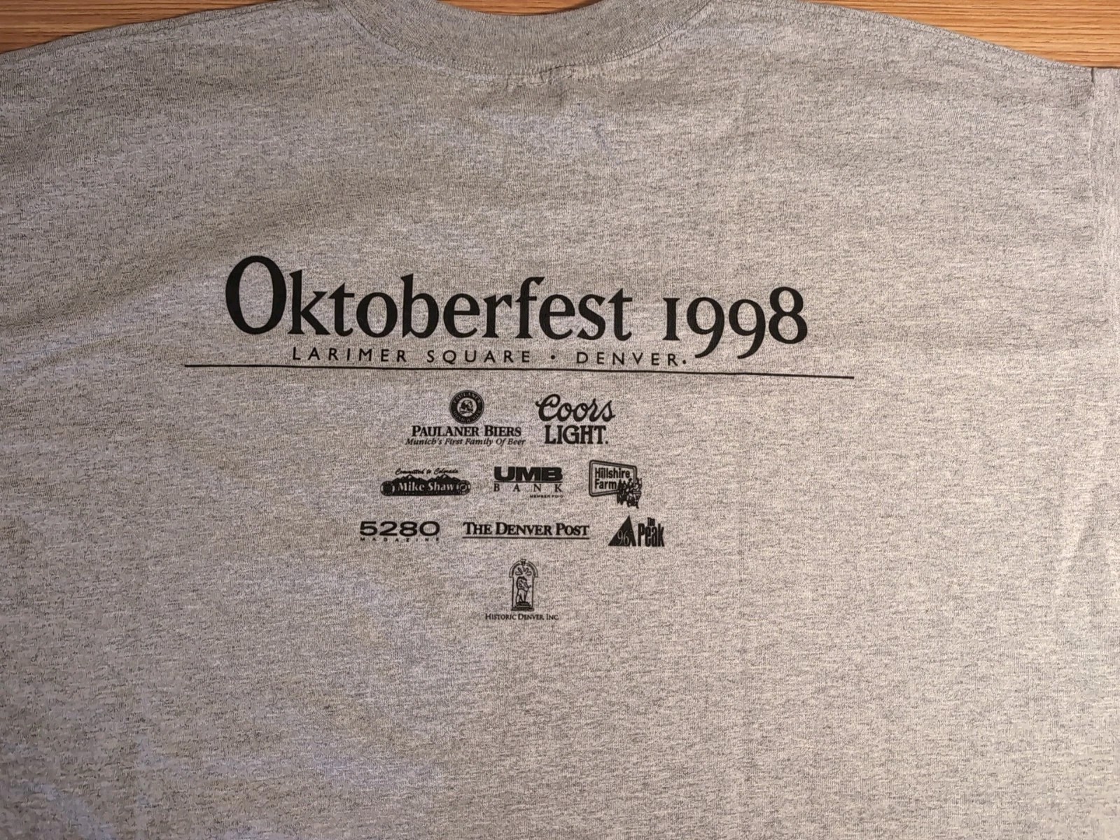 Vintage Gray T-Shirt LARIMIER SQUARE OKTOBERFEST 1998 Denver CO NEW NO TAG gallery