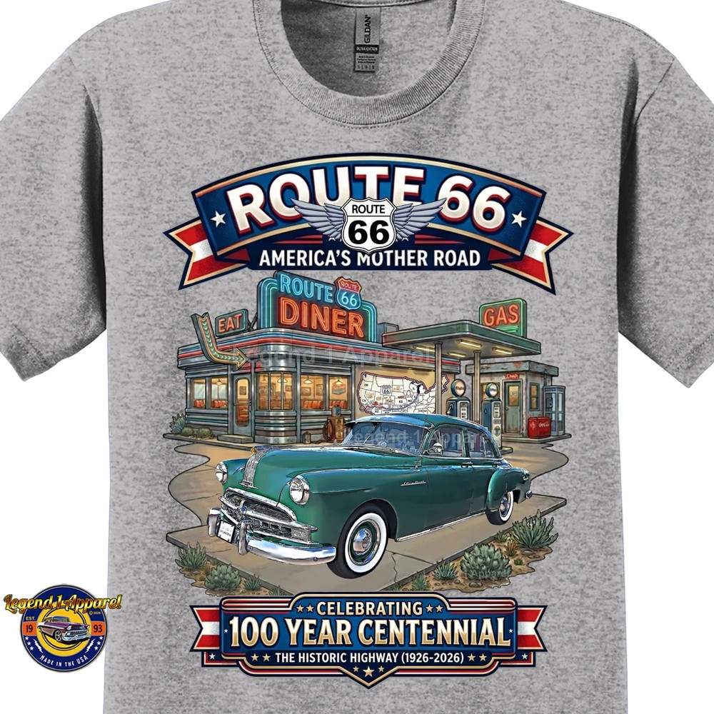 Route 66 100 Year Centennial, 1949 Pontiac Silver Streak, Custom Made T-Shirt