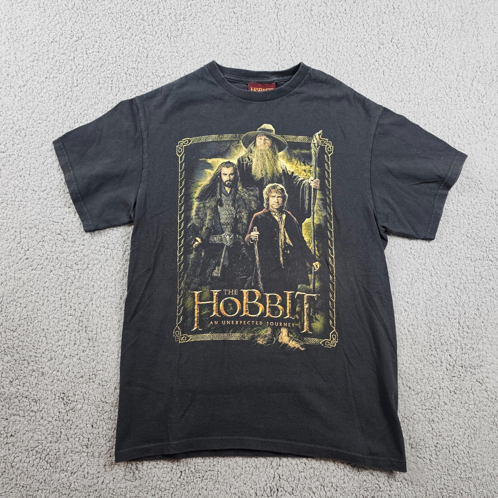 The Hobbit Shirt Mens Medium Black Movie Promo Unexpected Journey Bilbo Gandalf