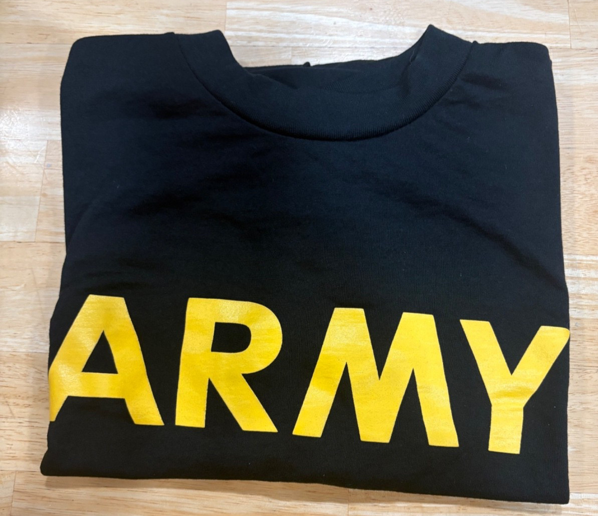 US Military Army Physical Fitness Uniform Short Sleeve Shirt Black Large EXC gallery