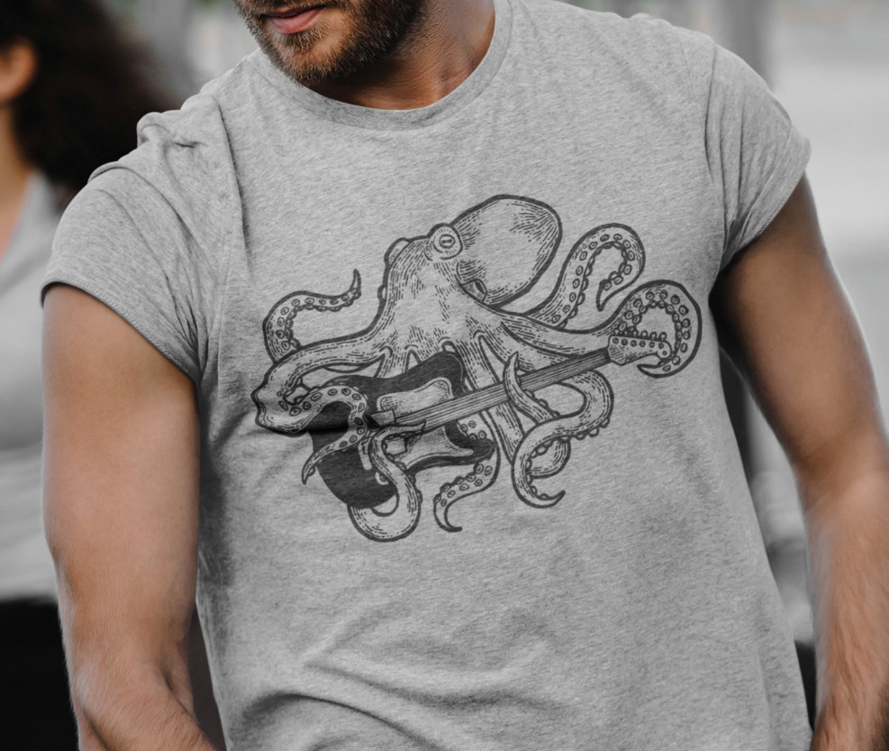 Octopus Playing Guitar Shirt Men's Funny Shirt Musician T-Shirt Gift Guitarist gallery