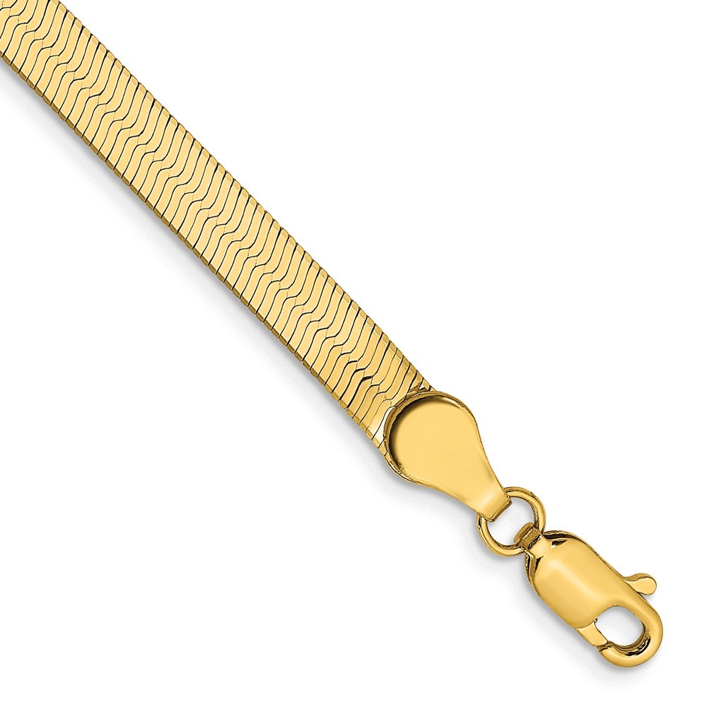 14K 7 inch 4mm Silky Herringbone with Lobster Clasp Bracelet Chain Necklace Mens