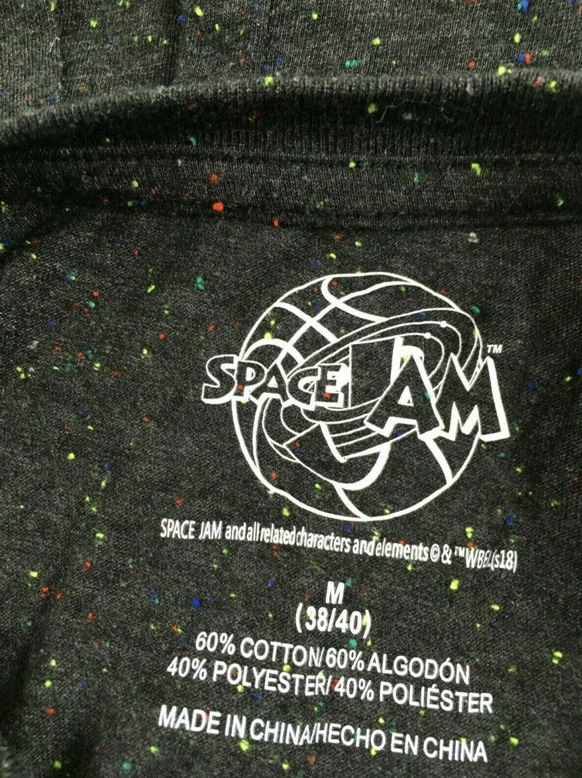 Space Jam T-Shirt Men's Size M (38/40) Black with Looney Tunes Print Crew Neck gallery