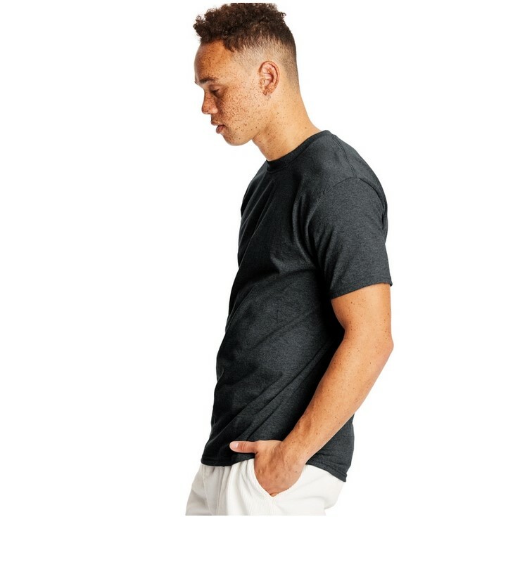 Hanes Mens Premium T-Shirt Crew Neck M MED Charcoal Gray Heather Cotton Blend gallery
