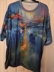 Multicolor Graphic Print Polyester Spandex T-Shirt Men’s XL