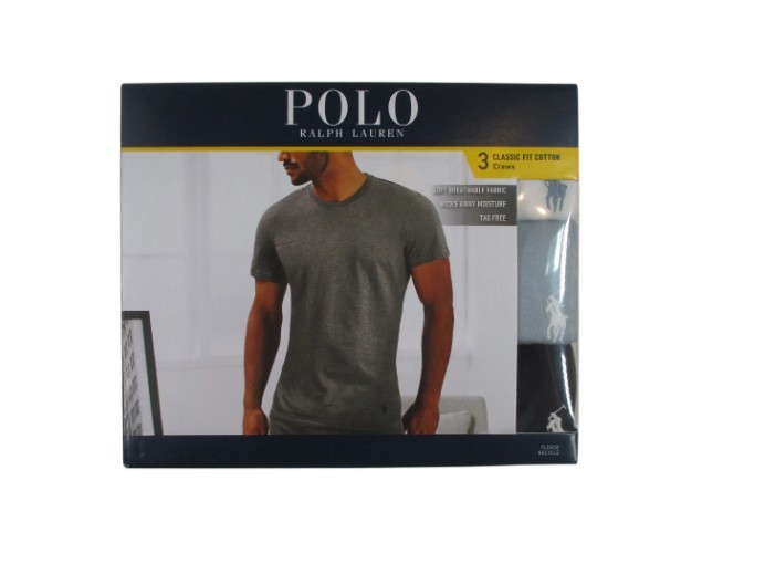 3 PACK RALPH LAUREN POLO SIZE XL BLUES WHITE CREW NECK COTTON T SHIRT UNDERSHIRT
