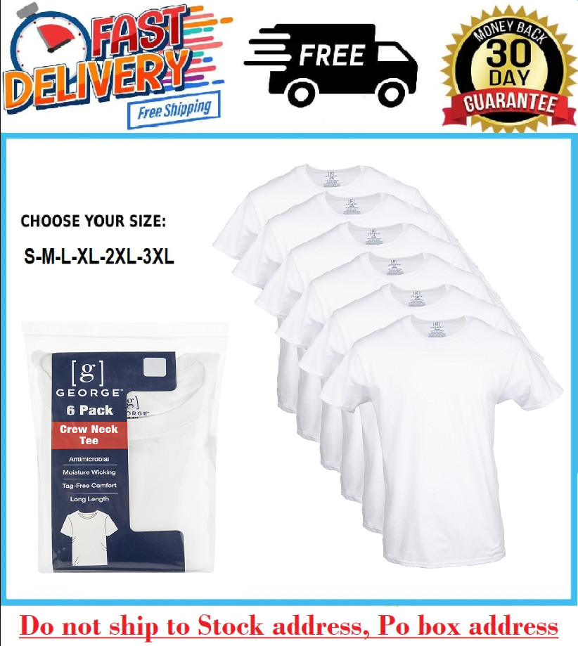 George Men’s ultra soft Crew Neck T-shirts , 6-Pack Size FROM S To 3XL