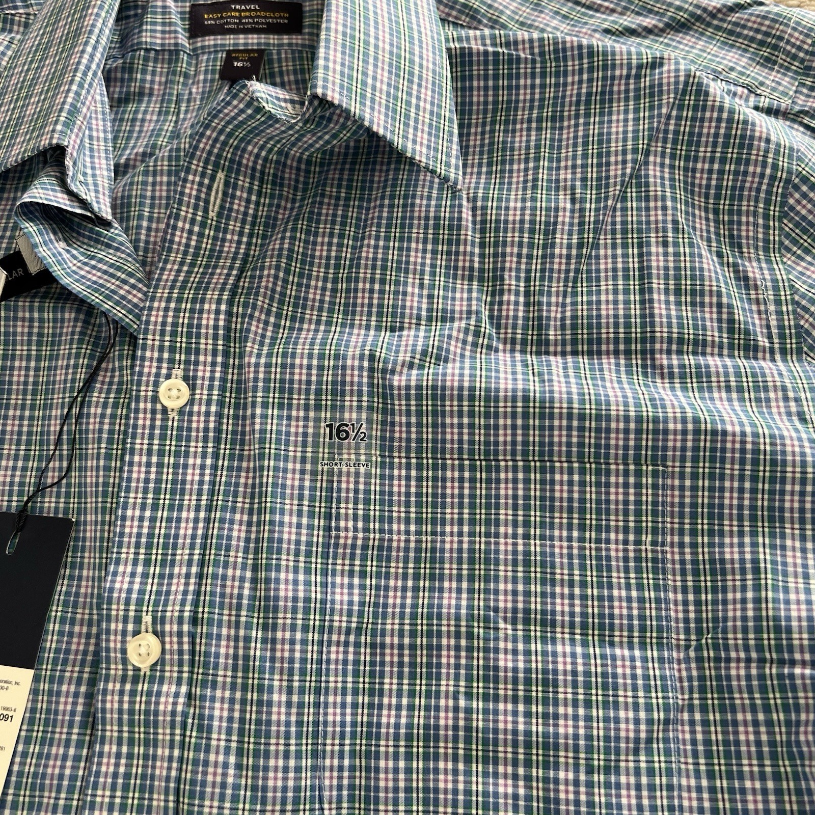 Stafford Travel Easy-Care Broadcloth Short Sleeve Plaid Shirt Size 16.5 gallery