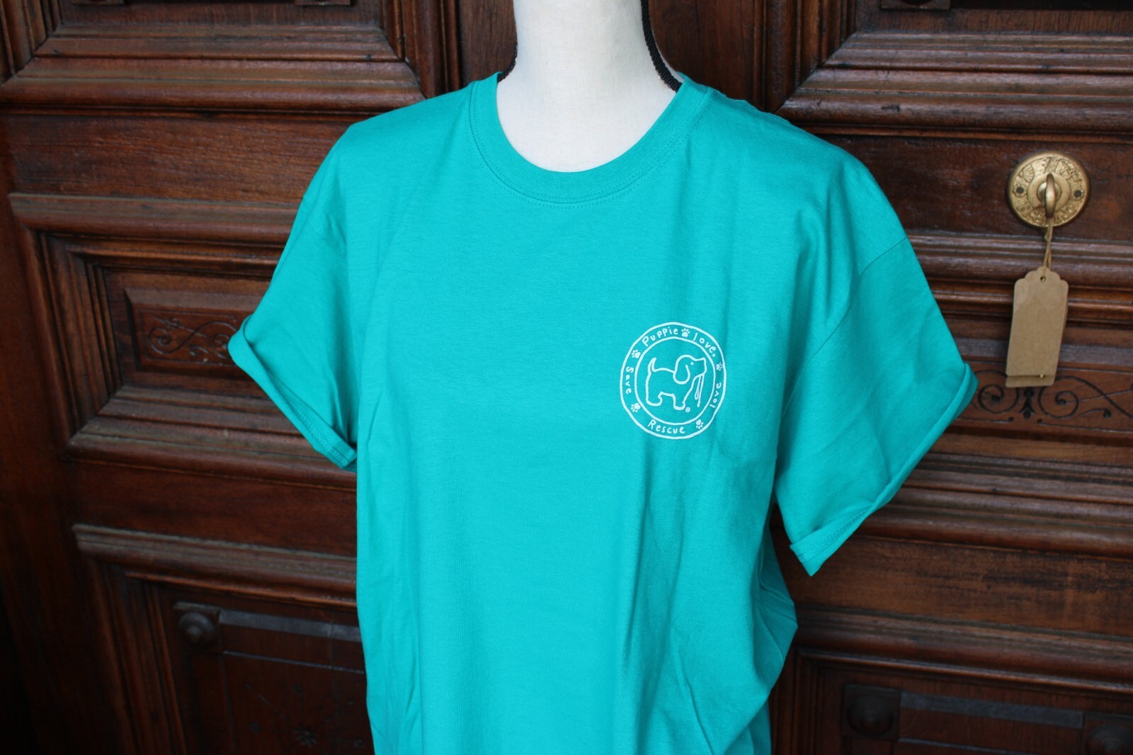 Puppie Love Chillin with my Pup Short Sleeve T-Shirt - Green, Large, NEW gallery
