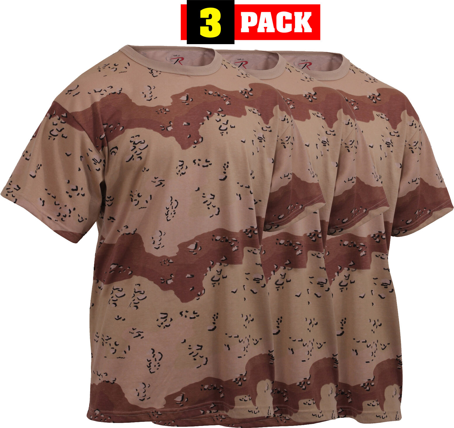 Desert Camo Six Color Army T-Shirts Tactical Military Short Sleeve Tees - 3 PACK gallery